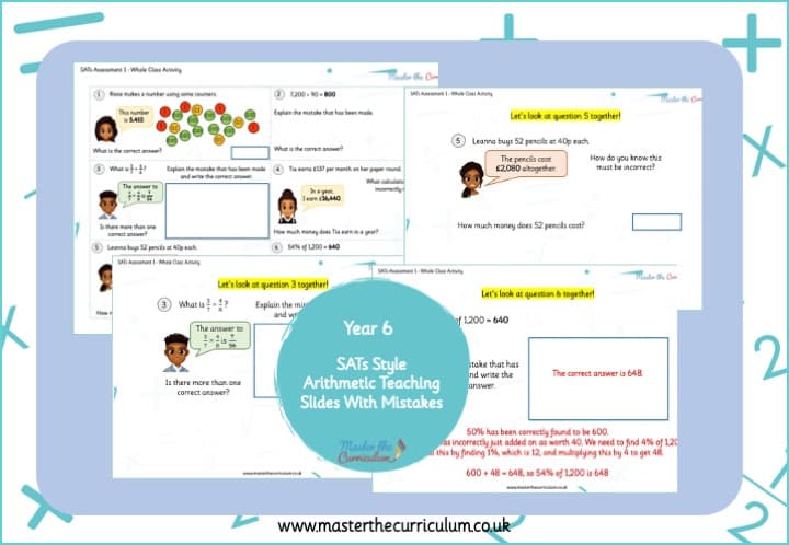 Cover of Year 6 SATs Style Arithmetic Questions With Mistakes – Whole Class Teaching Slides