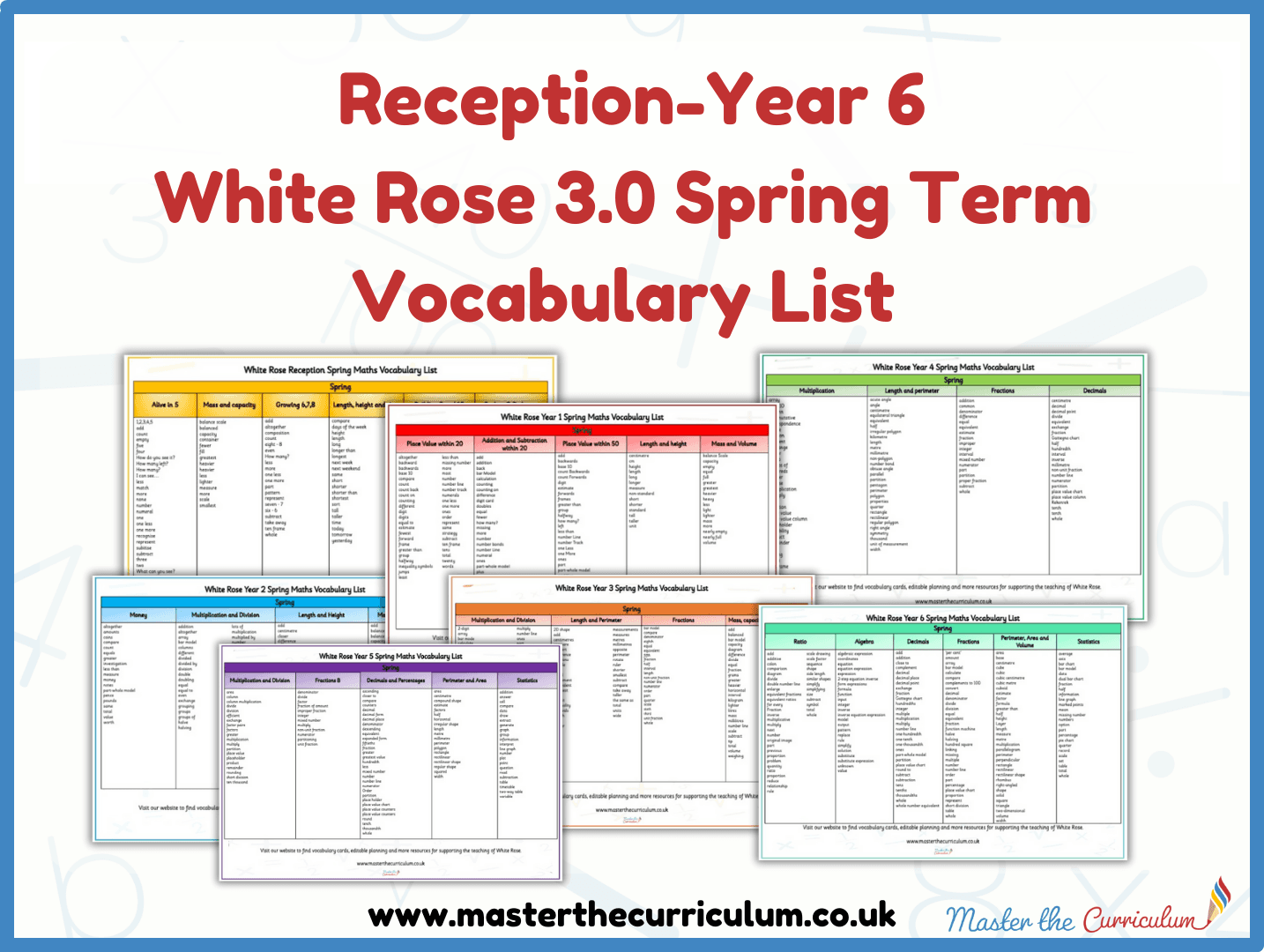 Cover of Reception-Year 6 Spring Term Vocabulary List