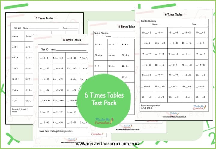 Cover of 6 Times Tables Test Pack