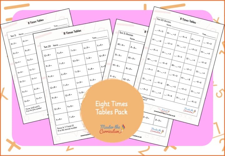 Cover of Eight Times Tables Test Pack