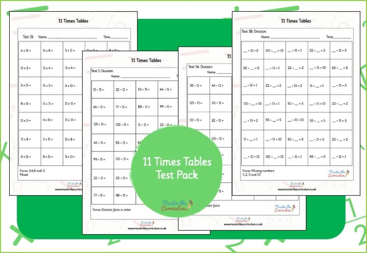 Cover of 11 Times Tables Test Pack