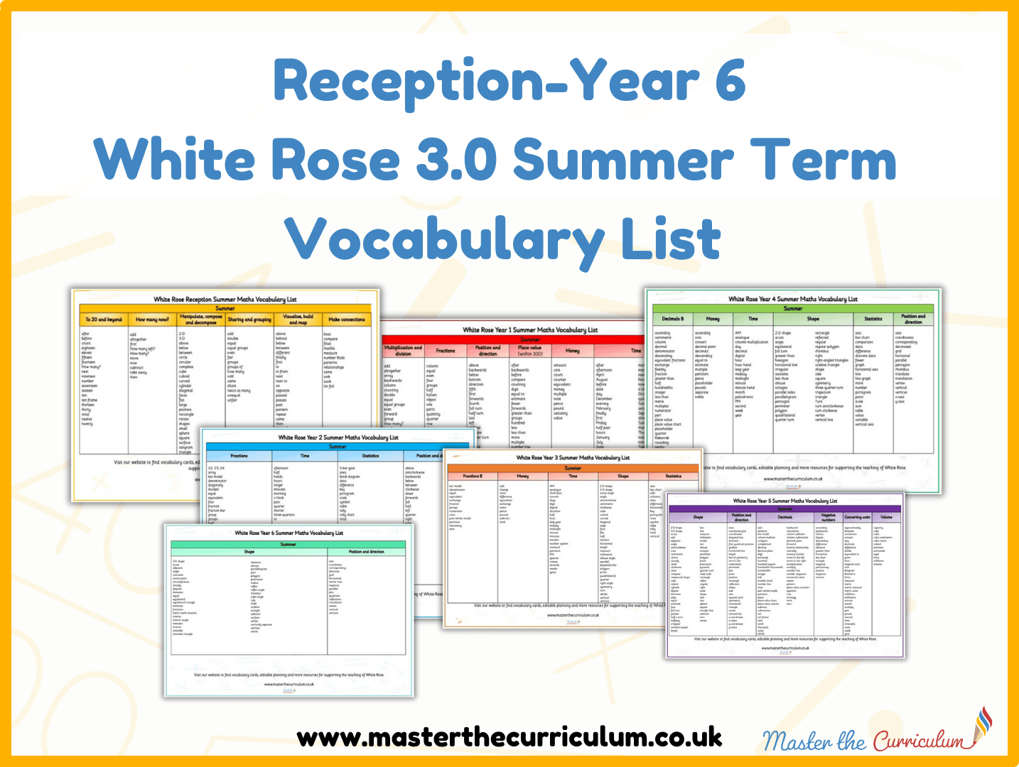 Cover of Reception-Year 6 Summer Term Vocabulary List