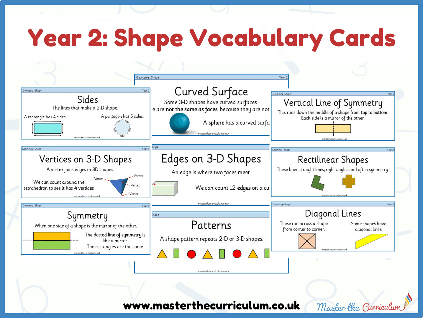 Cover of Year 2 Shape Vocabulary Cards