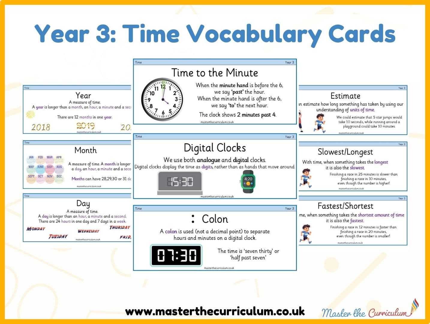 Cover of Year 3 Time Vocabulary Cards