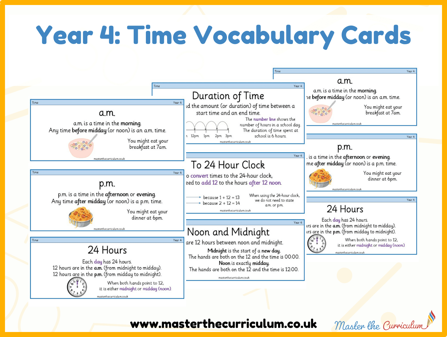 Cover of Year 4 Time Vocabulary Cards