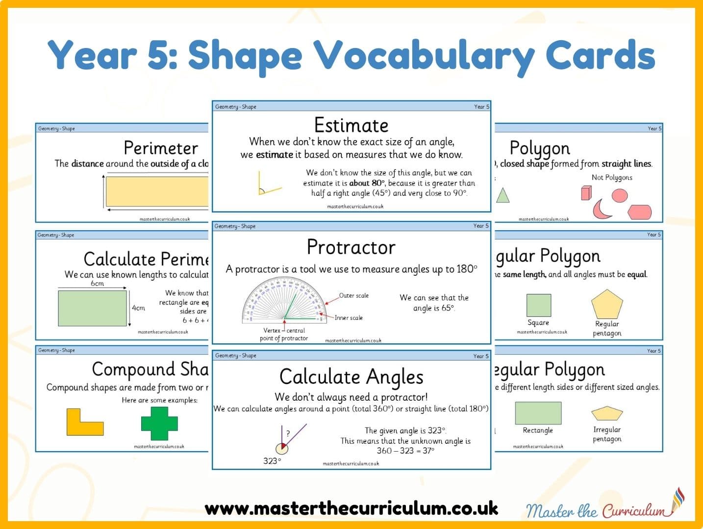 Cover of Year 5 Shape Vocabulary Cards