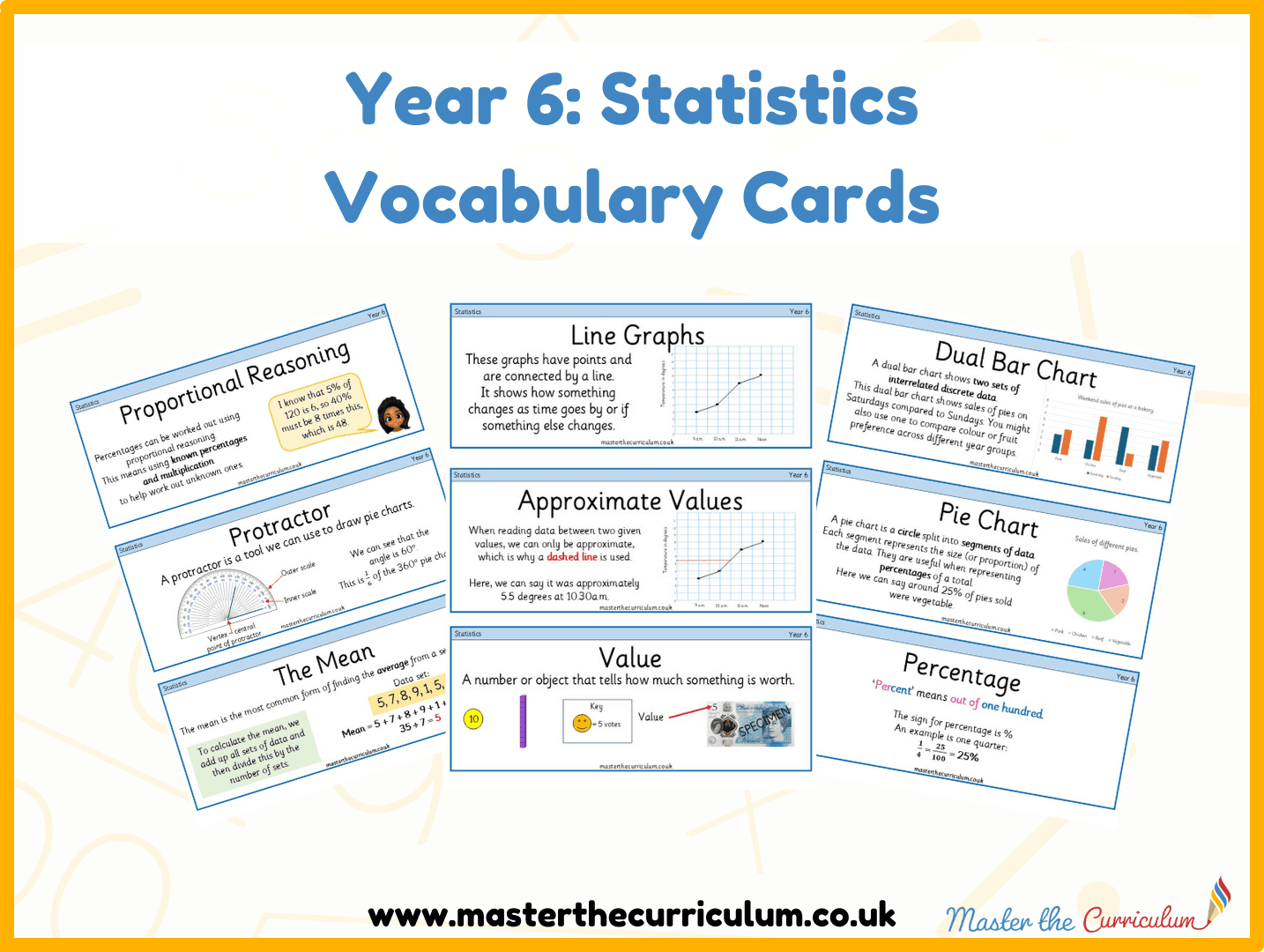 Cover of Year 6 Statistics Vocabulary Cards