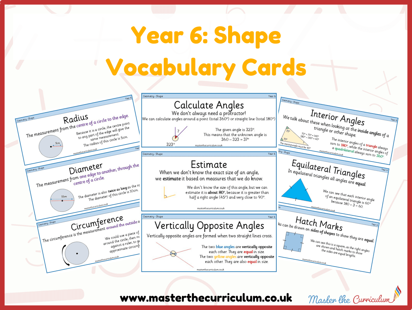 Cover of Year 6 Shape Vocabulary Cards