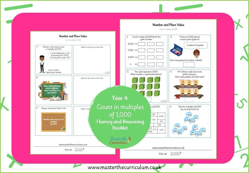 Cover of Year 4: Count in Multiples of 1,000 – Fluency and Reasoning Booklet