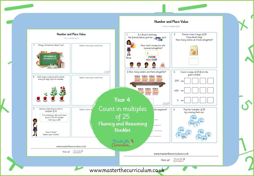 Cover of Year 4: Count in Multiples of 25 – Fluency and Reasoning Booklet