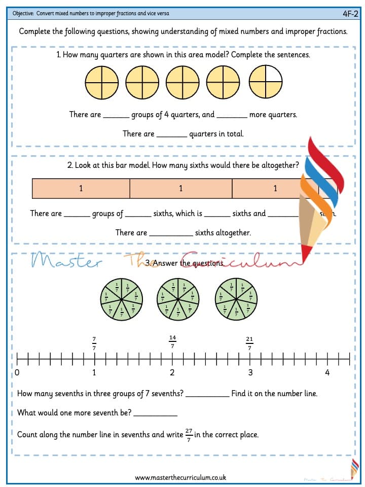 Cover of Convert improper fractions to mixed numbers and vice versa