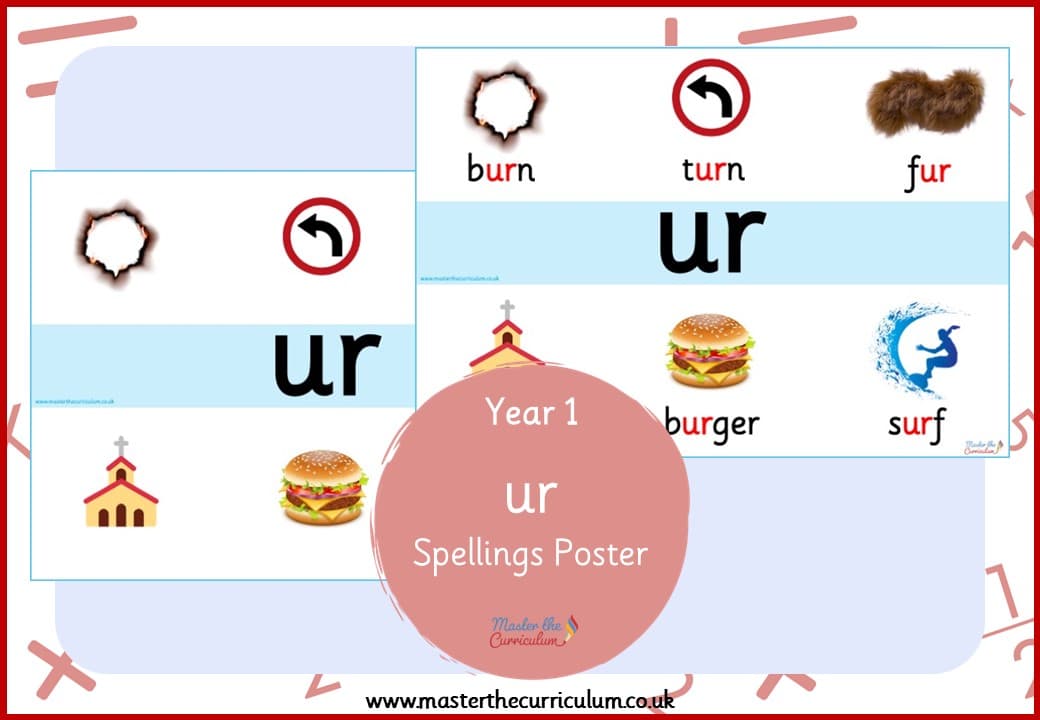 Cover of Spellings Poster for ‘ur’