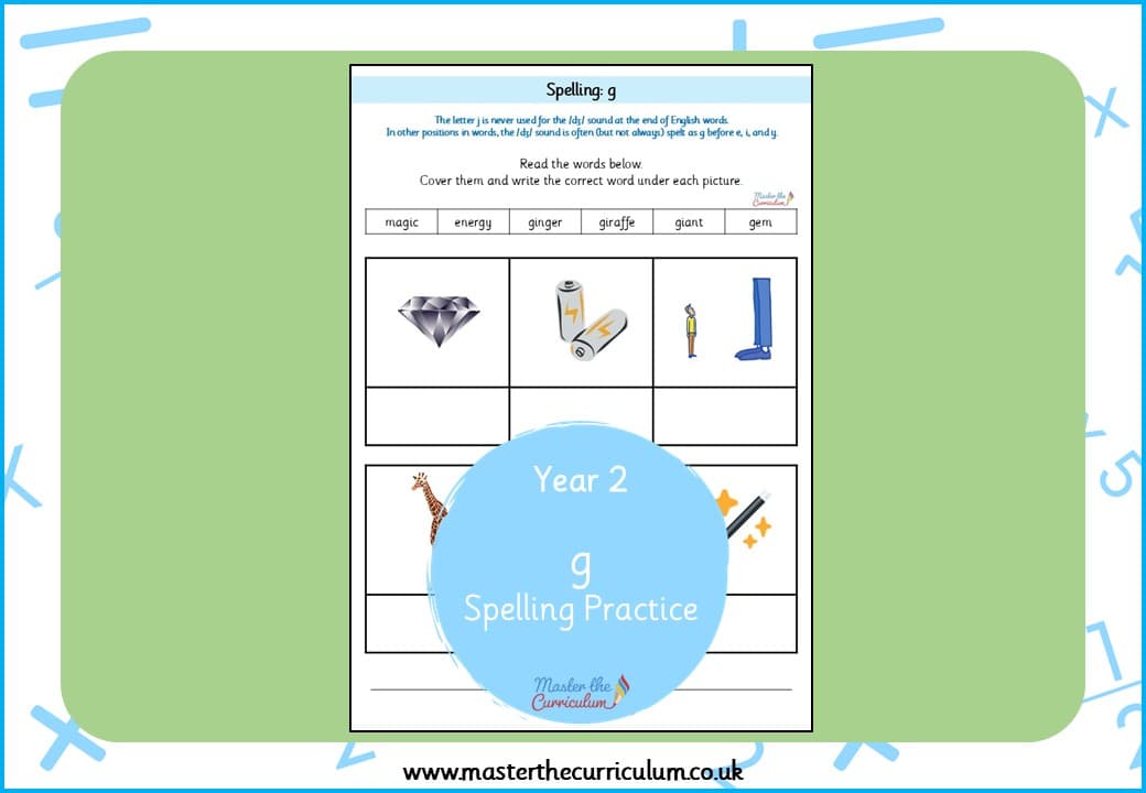 Cover of g – Spellings Practice