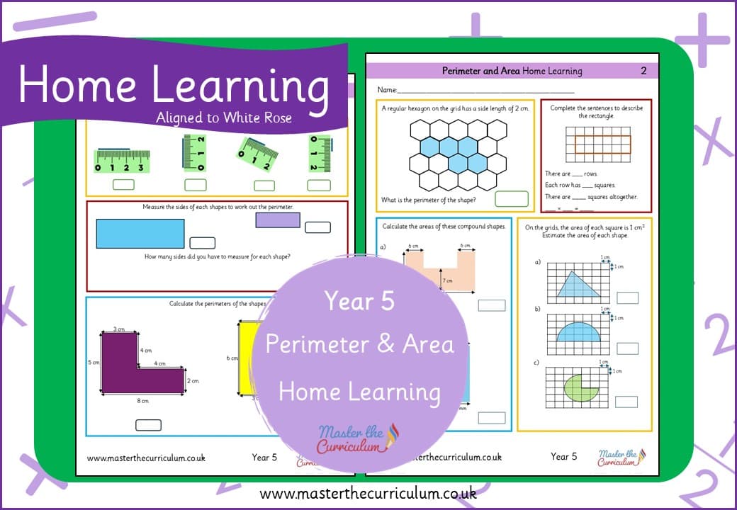 Cover of Year 5 Perimeter and Area Home Learning