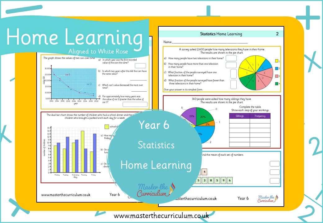 Cover of Year 6 Statistics Home Learning