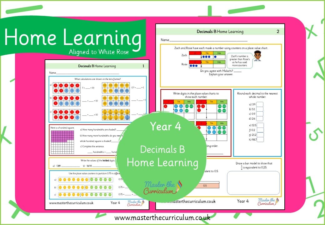 Cover of Year 4 Decimals B Home Learning