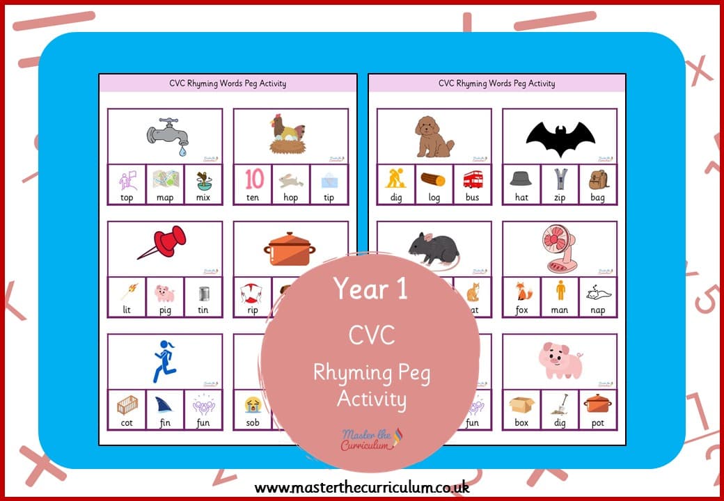 Cover of CVC – Rhyming Peg Activity