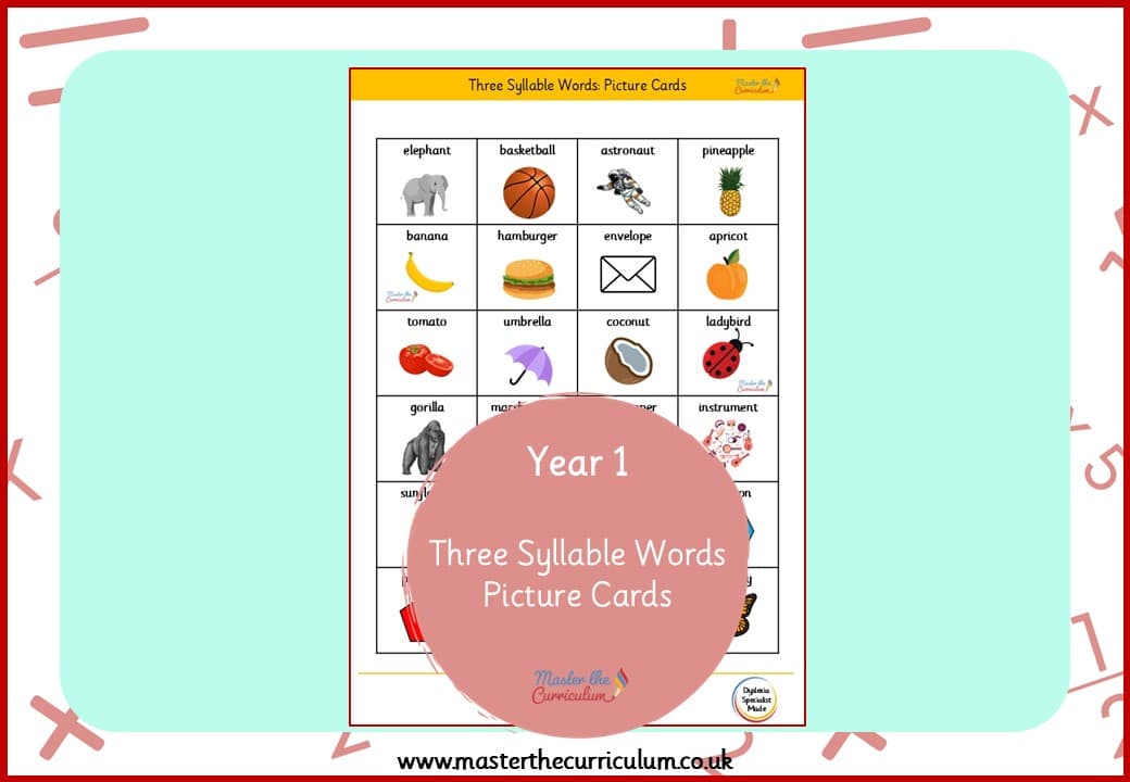 Cover of Syllables: Three-Syllable Words – Picture Cards