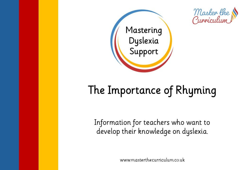 Cover of Mastering Dyslexia – Supporting Rhyming