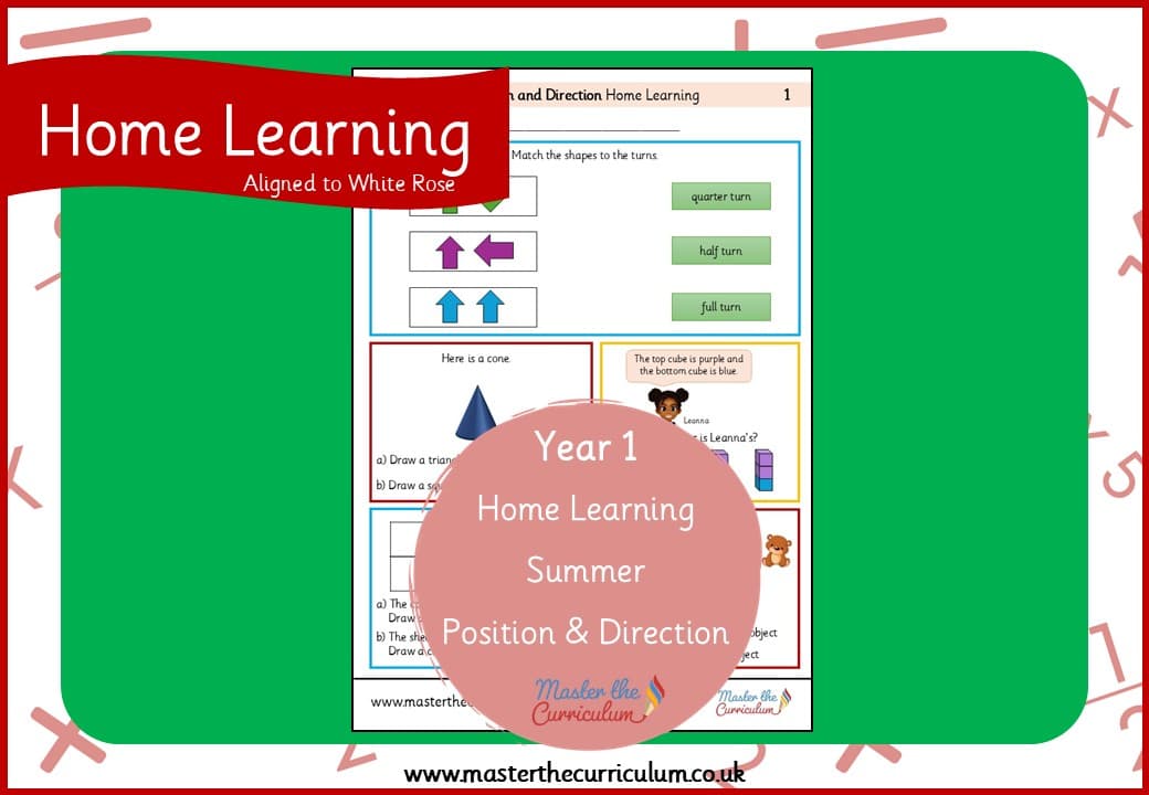 Cover of Year 1 Summer Position and Direction Home Learning
