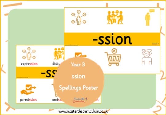 Cover of -ssion suffix Spelling Poster