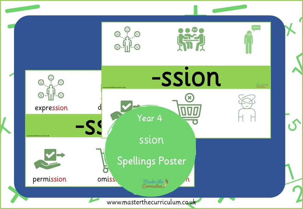 Cover of -ssion suffix Spelling Poster