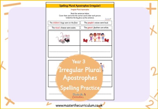 Cover of Apostrophes (irregular plural) Spelling Practice