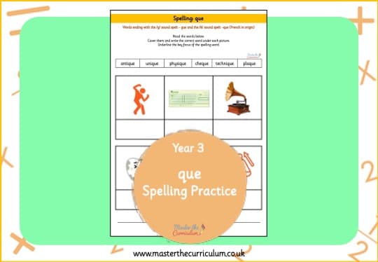 Cover of que Spelling Practice