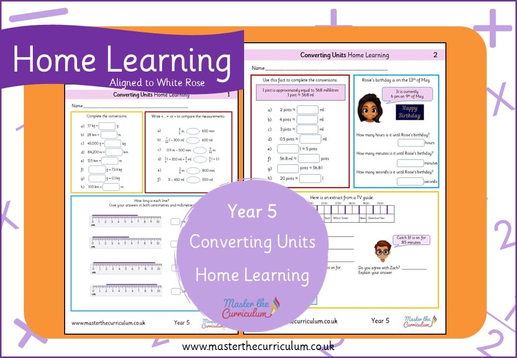 Cover of Year 5 Converting Units Home Learning