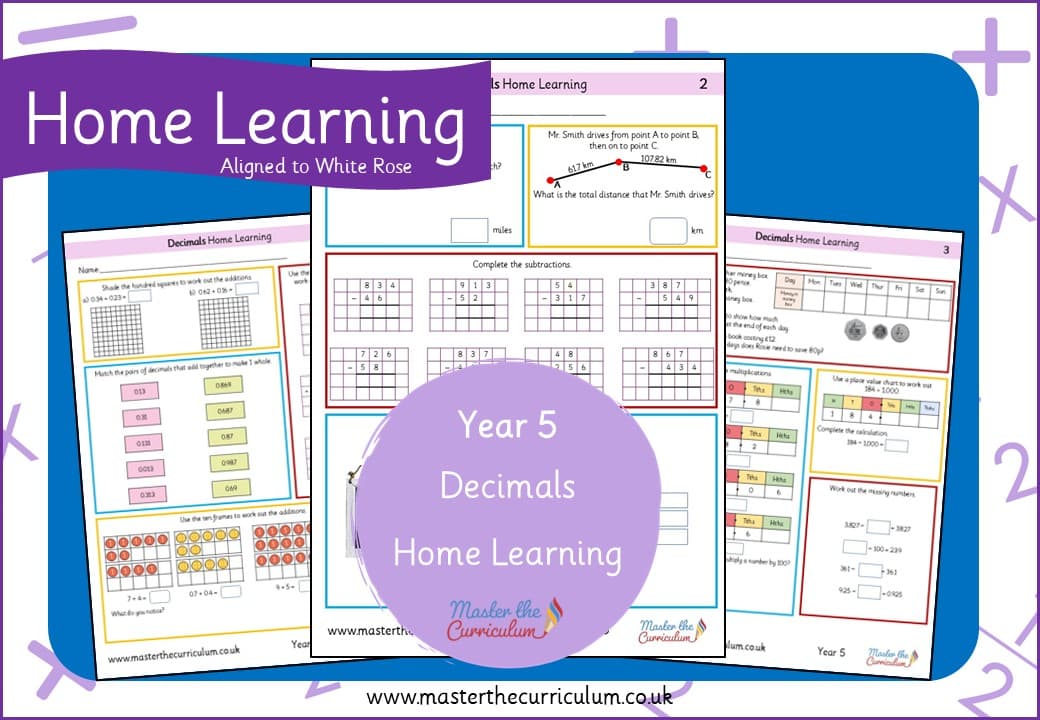 Cover of Year 5 Decimals Home Learning