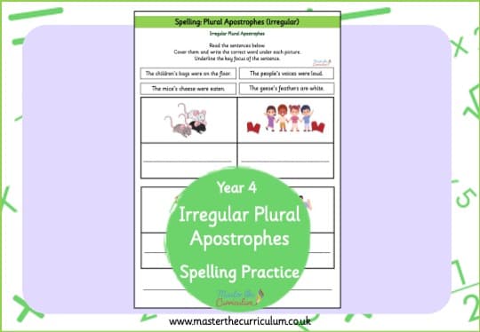 Cover of Apostrophes (irregular plural) Spelling Practice