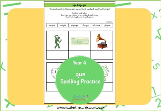 Cover of que Spelling Practice