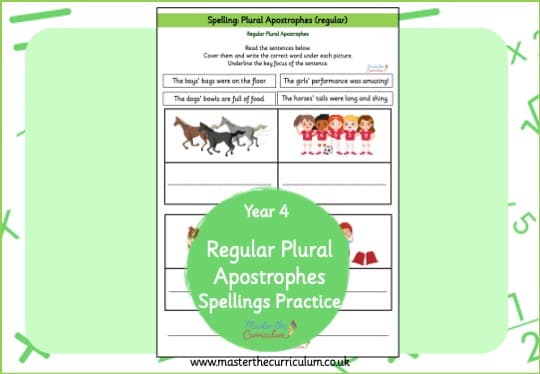 Cover of Apostrophes (regular plural) Spelling Practice