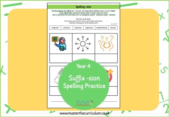 Cover of sion (ending d or se) – Spelling Practice