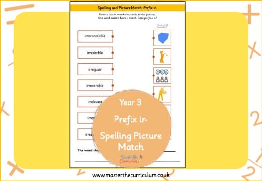 Cover of ir- Prefix Spelling and Picture Match