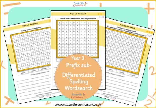 Cover of sub- prefix Spelling Wordsearch