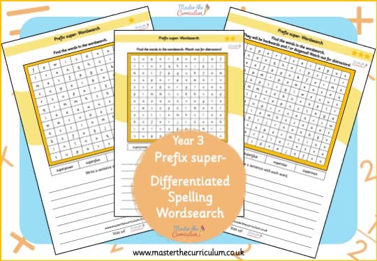 Cover of super- prefix Spelling Wordsearch