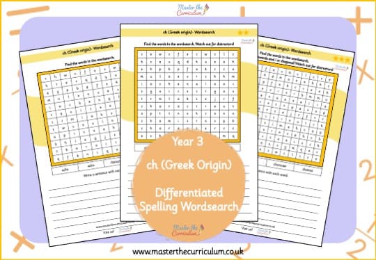 Cover of ch (Greek Origin) – Spelling Wordsearch