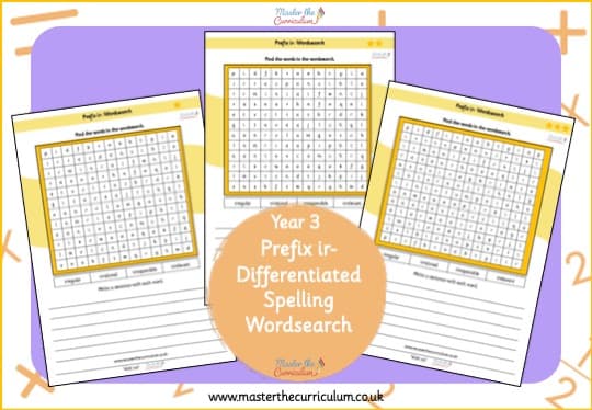 Cover of ir- Prefix Spelling Wordsearch