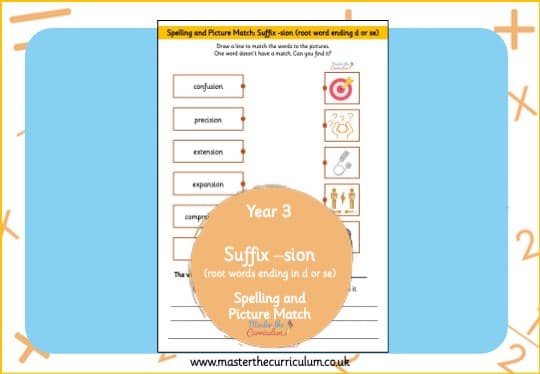 Cover of sion (ending d or se) – Spelling and Picture Match