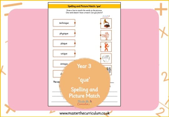 Cover of que – Spelling and Picture Match