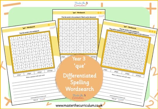 Cover of que – Spelling Wordsearch