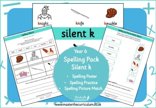 Cover of Year 5 Spelling Resource Pack – Silent k