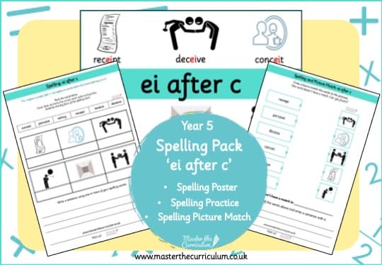 Cover of Year 6 Spelling Resource Pack – ei after c