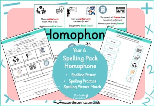 Cover of Year 6 Spelling Resource Pack – Homophones