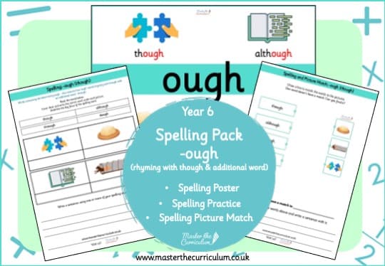 Cover of Year 6 Spelling Resource Pack -ough (Rhymes with though)