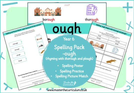 Cover of Year 6 Spelling Resource Pack -ough (Rhymes with thorough and plough)