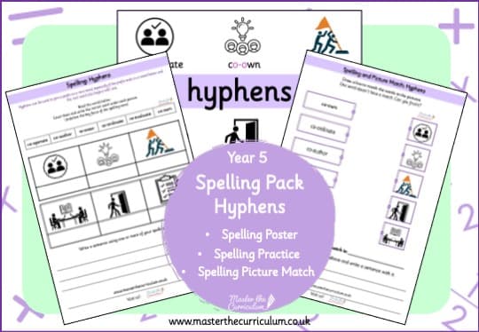Cover of Year 5 Spelling Resource Pack – Hyphens