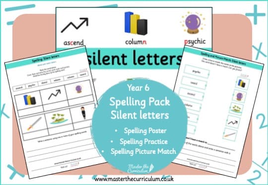 Cover of Year 6 Spelling Resource Pack – Silent letters