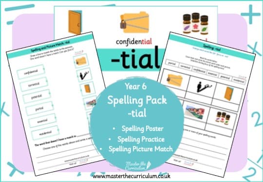 Cover of Year 6 Spelling Resource Pack -tial
